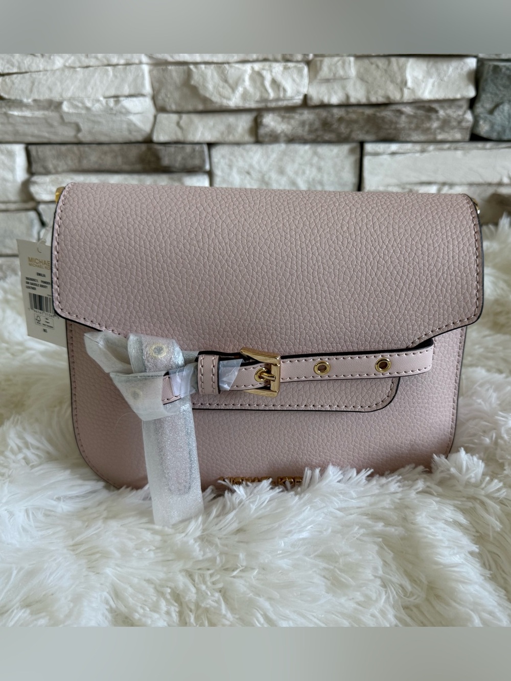 Michael Kors Pale Pink Leather Crossbody Bag with Gold Hardware